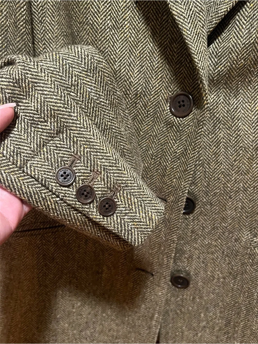 Eddie Bauer Herringbone Tweed Blazer Silk Wool Blend - Picture 5 of 7